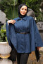 Indigo Belted Cashmere Poncho