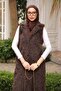 Brown Bag Gifted with Angora Plush Fur Coats Vest - 5
