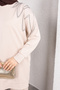Women's Beige Hijab Clothing Elegant Stone Detailed Tunic & Trousers Double Set - 4