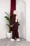 Women's Brown Modest Clothing Elegant Stone-Detail Tunic & Pants Two-Piece Set - 2