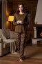 Women's Long Sleeve Coffee Pajama Set - 5