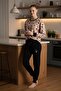 Women's Beige Star Pattern Long Sleeve 100% Cotton Pajama Set Comfortable and Soft Texture - 2