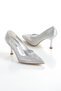 Women's Silver Snake Closed Back 8 cm Thin Galvanized Heels Comfortable Stiletto and Bag Combination - 7