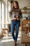 Women's Colorful Knitwear Winter Sweater Block Patterned Oversized Sweater - 2