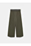 72220 Double Belted Pleated Fabric Trousers-Khaki - 7