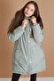 Green Fur Lined Detachable Hooded Girls' Coat 19354 - 2