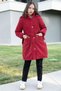 Burgundy Belted Nubuck Fabric Girl's Fur Lined Hooded down Coat 21314 - 3