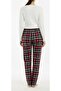 Winter Fleece Pocketless Plaid Pattern Elastic Waist Women's Pajama Bottoms - 3