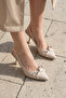 Beryls Women's Thin Bow Tie Pointed Toe Heeled Summer Shoes Beige