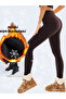 Pezzoli Model Plush Leggings, Warm and Flexible Underwear with Plush Inside, Single Stitched, Daily Wear, Plush, Black Color