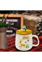 Snowman Christmas Mug 14 oz with Spoon & Lid Festive Ceramic Coffee Cup - 6