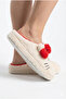 Hello Figured Ribbon Detailed Fluffy Animal Figured Slippers Women's Home Slippers - 8
