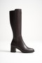 Women's Genuine Leather Stylish Heeled Boots - Brown - 4