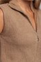 Camel Hair Melange High-Neck Zipper Crop Knit Vest Soft Sleeveless Sweater - 5