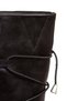 Women's Black Boots, Faux Leather Long Boots, Back Rubber Laces - 6