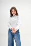 Women's Custom Designed Collar, Cuff Buttoned, Striped Trimmed Crop Blouse Shirt - 6
