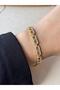 Zircon Stone Ring Bracelet Stainless Steel Gold - 4