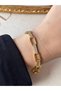 Zircon Detailed Paperclip Gold Bracelet Stainless Steel - 4