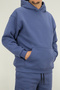 Men's Indigo O Oversized K Hooded Sweatshirt 3 Thread Ş Fleece-Lined with Kangaroo Pocket - 7