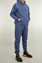 Men's Comfortable Fit 3 Thread Thick Winter K Hooded Tracksuit Set Indigo - 7