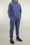 Men's Comfortable Fit 3 Thread Thick Winter K Hooded Tracksuit Set Indigo - 2