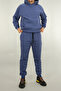 Men's Comfortable Fit 3 Thread Thick Winter K Hooded Tracksuit Set Indigo - 8