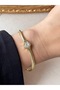 Fish Scale Single Stone Bracelet Stainless Steel Gold Zircon - 4