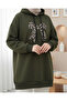 Bow Detailed Hooded Combed Cotton Sweatshirt - Khaki - 2