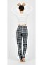 Winter Fleece Pocketless Plaid Pattern Elastic Waist Women's Pajama Bottoms - 2
