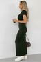 Short Sleeve Bodycon Lycra Special Fabric Maxi Dress Khaki - 2