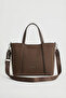 Women's Large Size Water Resistant Brown Lacoste Fabric Long Strap 4 Compartment Hand and Shoulder Bag Pbu2170 - 4