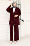 Buttoned Stone Knitwear Cardigan Set Tsd240932 Burgundy - 3