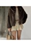 Women's Trend Model Lined Brown Faux Fur Jacket