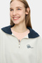 Yoko Bone Color Zippered Cotton Printed Oversize Fit Women's Sweatshirt - 2