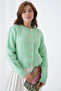 Women's Crew Neck Button Detailed Soft Textured Fleece-Lined Knitwear Jacket - 3