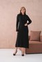 Women's Polo Neck Button Detail Maxi Length Soft Textured Corded Fabric Knitwear Dress