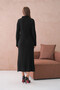 Women's Polo Neck Button Detail Maxi Length Soft Textured Corded Fabric Knitwear Dress - 6