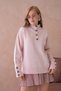 Women's Mock Neck Sleeves Button Detailed Soft Textured Fleece-Lined Knitwear Sweater - 5