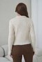 Women's Polo Neck Zipper Detailed Soft Textured Corded Fabric Knitwear Jacket - 6