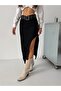 Women's Long Front Part Asymmetric Denim Skirt - 4