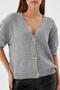 Star Button Short Sleeve Cardigan Gray - 2