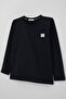 Boys' Long Sleeve T-Shirt with Cool Lettering and Emblem Pocket, Ages 4-8, Navy Blue - 3