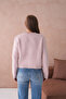 Women's Crew Neck Button Detailed Soft Textured Fleece-Lined Knitwear Jacket - 5