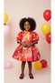 Red Flower Printed Girl's Dress - 4