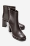 Napoli Brown Skin Genuine Leather Women's Thick Heeled Boots