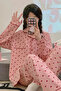 Heart Patterned Women's Pajama Set Soft Fabric Girl's Pajam Two Piecs Set - 4