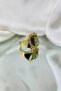 Adjustable Square Gold Ring with Green and Zircon Stone Star Motif - 2