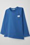 Boys' Long Sleeve T-Shirt Cool Lettering Emblem Pocket 4-8 Years Old, Cobalt Blue - 3