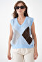 Women's V-Neck Patterned Soft Textured Knitwear Sweater - 4