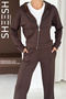 Soft Textured Brown Premium Modal Set with Bottom Pants, Palazzo Top, Zippered Sweatshirt Hoodie